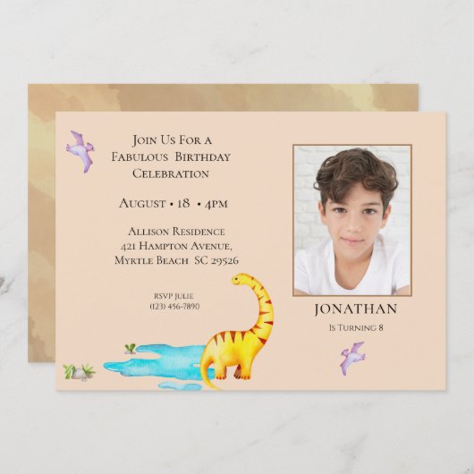 Dinosaur Roar Theme Oerwoud Birthday Kaart (Voorkant / Achterkant)