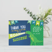Dinosaur Roaring Boy Birthday Dank je wel Bedankkaart (Staand voorkant)