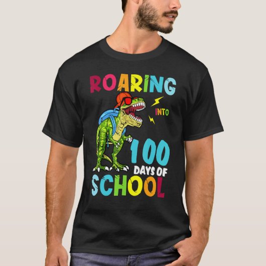 Dinosaur Roaring in 100 dagen school Rex Boys T-shirt (Voorkant)