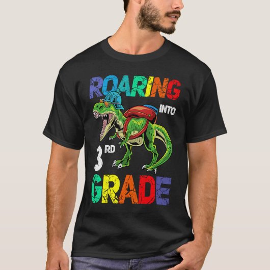 Dinosaur Roaring into 2nd Grade Back To School Sec T-shirt (Voorkant)