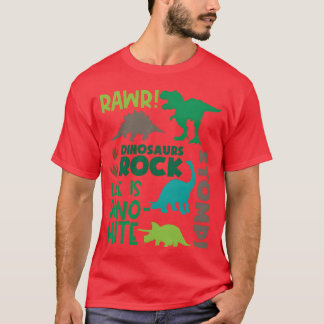 Dinosaur Rock Stomp Life Is Dino Mite Rawr girl T-shirt