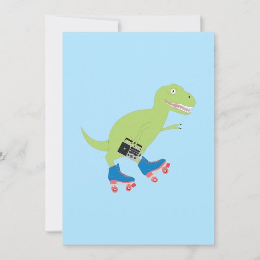 Dinosaur Roller Skating Holding Radio Birthday Kaart (Achterkant)