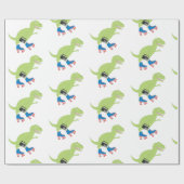 Dinosaur Roller Skating Holding Radio Cadeaupapier (Vlak)