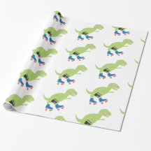 Dinosaur Roller Skating Holding Radio