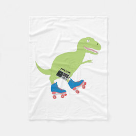 Dinosaur Roller Skating Holding Radio Fleece Deken