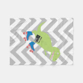 Dinosaur Roller Skating Holding Radio Fleece Deken (Voorkant (Horizontaal))