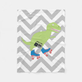 Dinosaur Roller Skating Holding Radio Fleece Deken