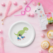 Dinosaur Roller Skating Holding Radio Papieren Bordje (Feest)