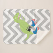 Dinosaur Roller Skating Holding Radio Sherpa Deken (Voorkant (horizontaal))