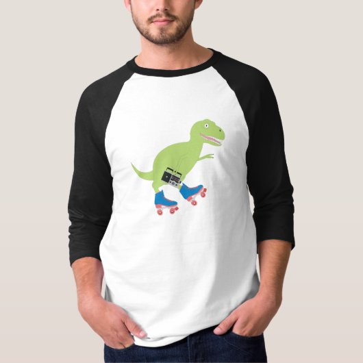 Dinosaur Roller Skating Holding Radio T-shirt (Voorkant)