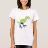 Dinosaur Roller Skating Holding Radio T-shirt (Voorkant)
