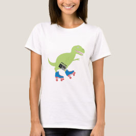 Dinosaur Roller Skating Holding Radio T-shirt