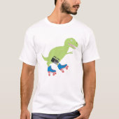 Dinosaur Roller Skating Holding Radio T-shirt (Voorkant)