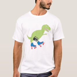 Dinosaur Roller Skating Holding Radio T-shirt