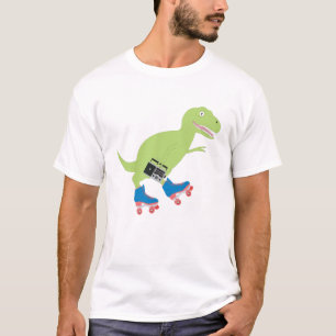 Dinosaur Roller Skating Holding Radio T-shirt