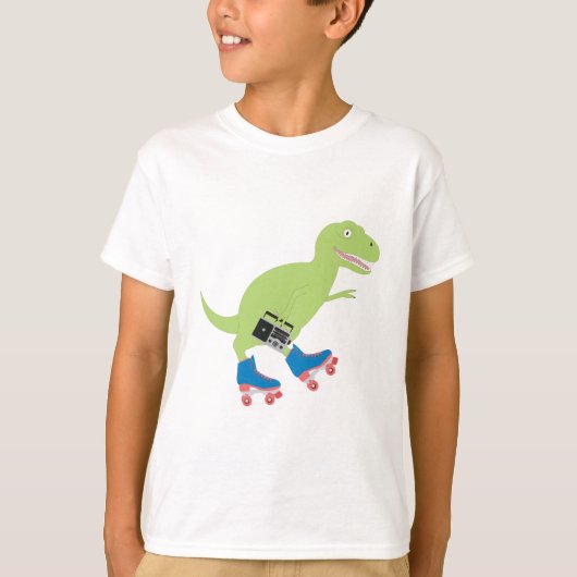 Dinosaur Roller Skating Holding Radio T-shirt (Voorkant)