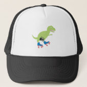 Dinosaur Roller Skating Holding Radio Trucker Pet (Voorkant)