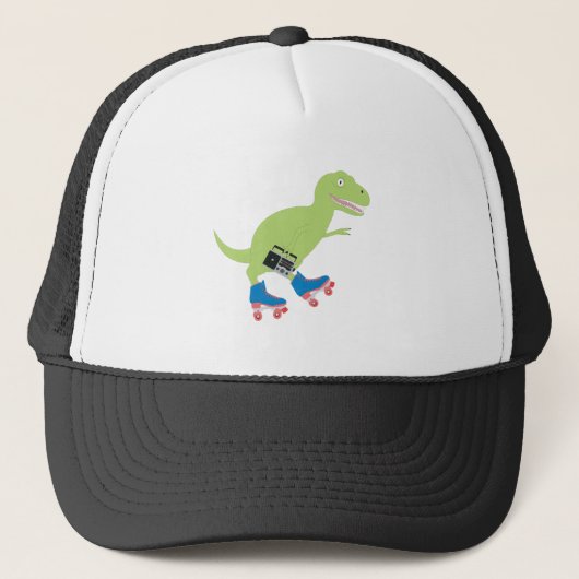 Dinosaur Roller Skating Holding Radio Trucker Pet (Voorkant)