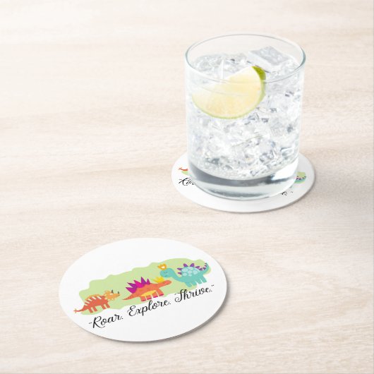 Dinosaur Ronde Kartonnen Onderzetter (Insitu)