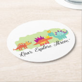 Dinosaur Ronde Kartonnen Onderzetter (Gebogen)