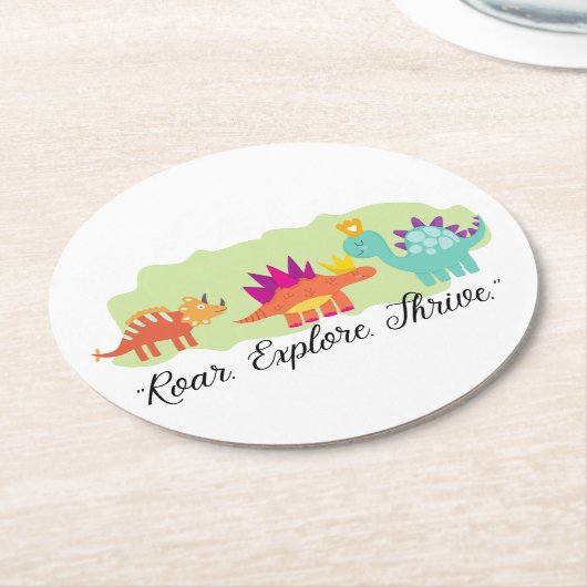 Dinosaur Ronde Kartonnen Onderzetter (Gebogen)