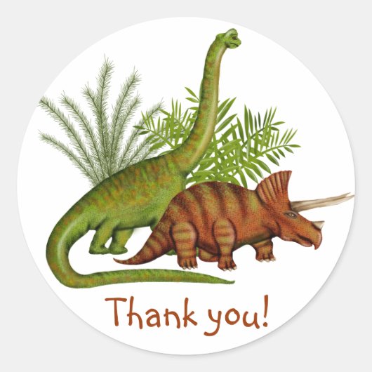 Dinosaur Ronde Sticker (Voorkant)