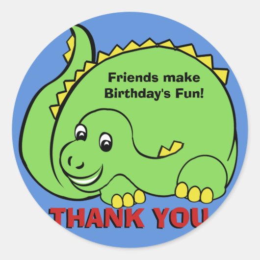 Dinosaur Ronde Sticker (Voorkant)