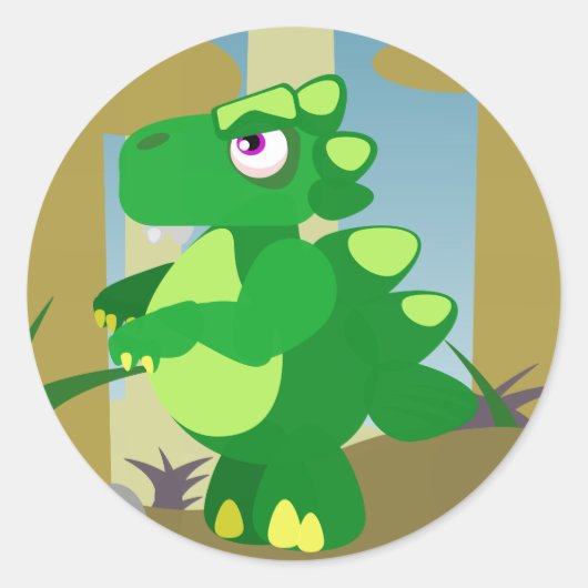 Dinosaur Ronde Sticker (Voorkant)