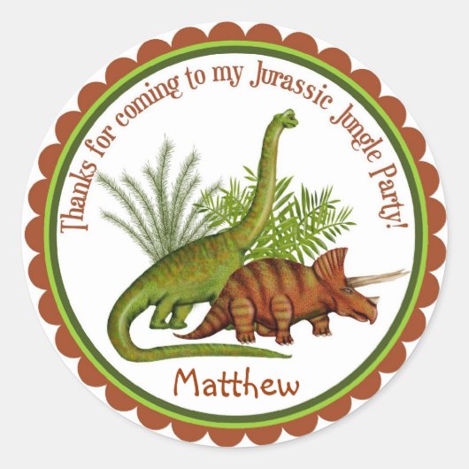 Dinosaur Ronde Sticker (Voorkant)