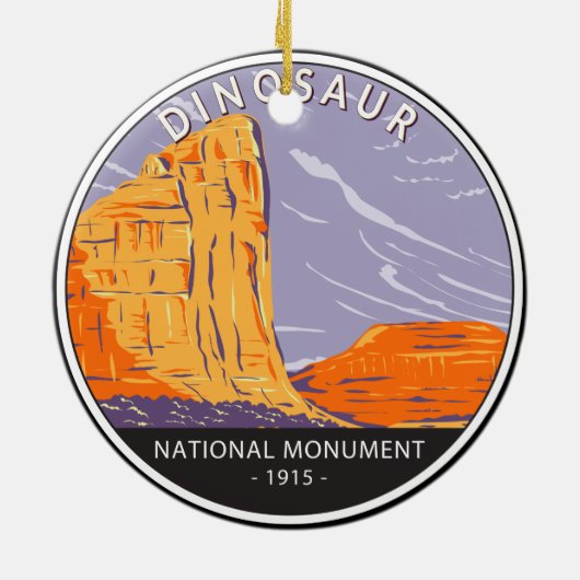 Dinosaur  rondleiding nationaal monument keramisch ornament (Achterkant)