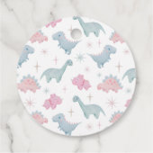 Dinosaur roze Baby shower dat door Bedankjes Labels (Achterkant)