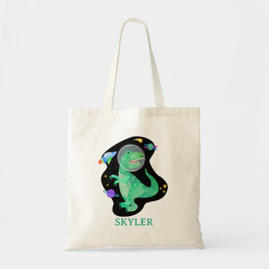 Dinosaur Ruimtevaarder Buitenruimte Tote Bag (Voorkant)