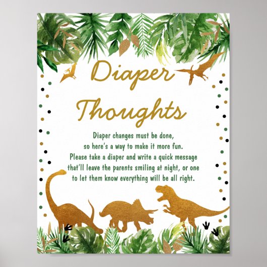 Dinosaur Safari Baby shower Diaper Thoughts Poster (Voorkant)