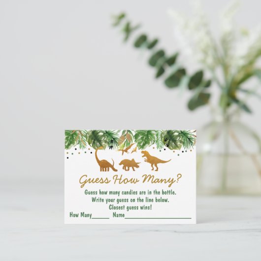 Dinosaur Safari Raad hoeveel douchespel Informatiekaartje (Staand voorkant)