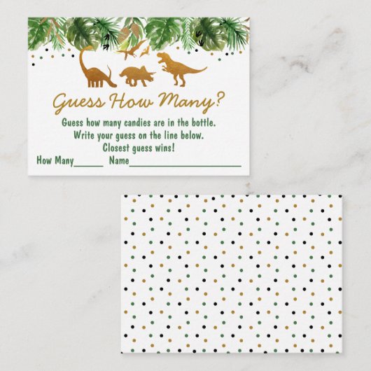 Dinosaur Safari Raad hoeveel douchespel Informatiekaartje (Voorkant / Achterkant)