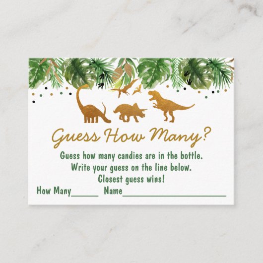 Dinosaur Safari Raad hoeveel douchespel Informatiekaartje (Voorkant)