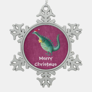 Dinosaur - Santa Claus Helper Tin Sneeuwvlok Ornament