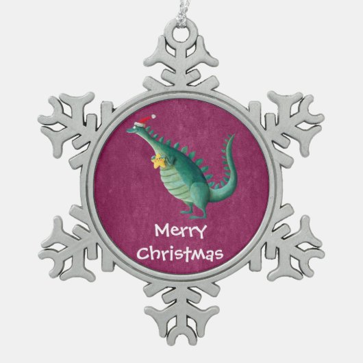 Dinosaur - Santa Claus Helper Tin Sneeuwvlok Ornament (Voorkant)