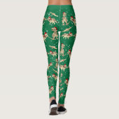Dinosaur Santa Green Christmas Leggings (Achterkant)