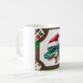 Dinosaur Santa Hat Art Koffiemok (Voorkant links)