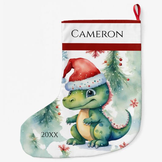 Dinosaur Santa Hat Grote Kerstsok (Achterkant)