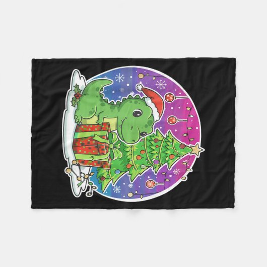 Dinosaur Santa Hat Xmas Dinosaur Lover Adults Boy  Fleece Deken (Voorkant (Horizontaal))