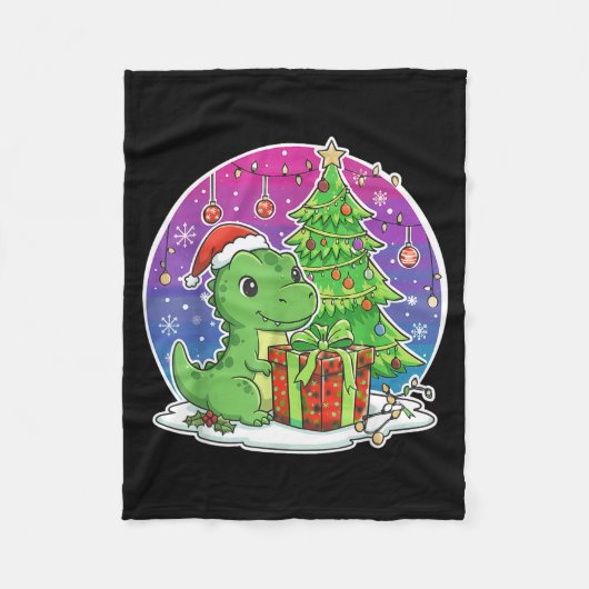 Dinosaur Santa Hat Xmas Dinosaur Lover Adults Boy  Fleece Deken (Voorkant)