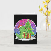 Dinosaur Santa Hat Xmas Dinosaur Lover Adults Boy Kaart (Gele Bloem)