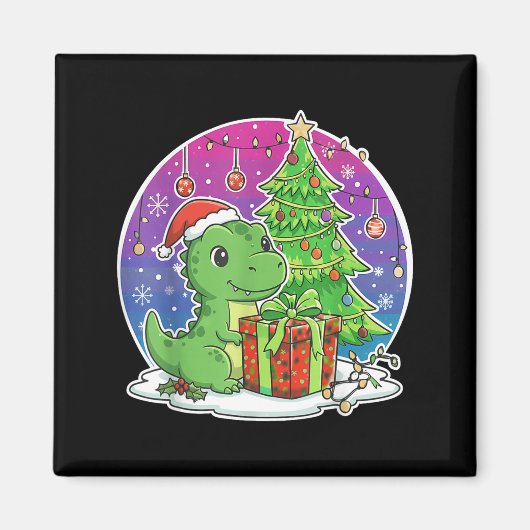 Dinosaur Santa Hat Xmas Dinosaur Lover Adults Boy  Magneet (Voorkant)