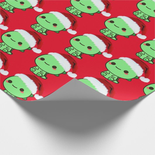 Dinosaur Santa kawaii Cadeaupapier (Hoek)