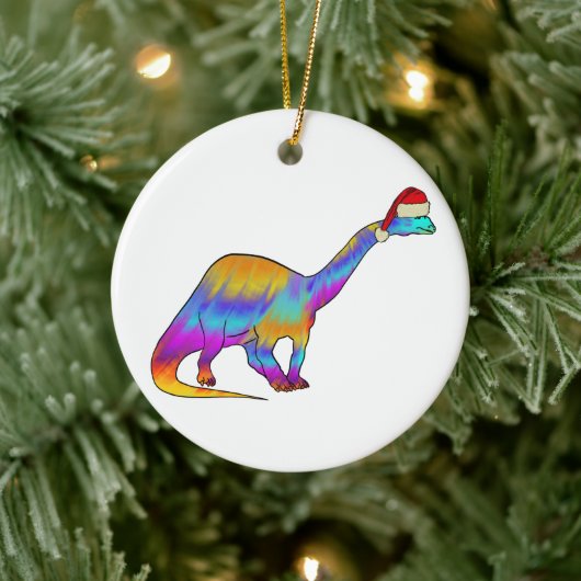 Dinosaur Santa Rainbow-kleuren Keramisch Ornament (Boom)