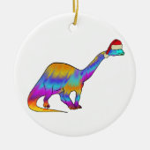 Dinosaur Santa Rainbow-kleuren Keramisch Ornament (Voorkant)