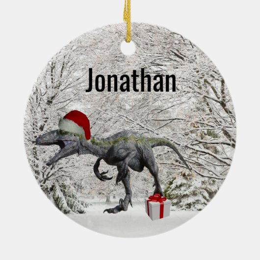 Dinosaur Santa Raptor Velociraptor Keramisch Ornament (Achterkant)