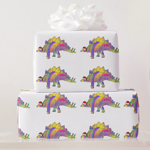 Dinosaur Santa Stegosaurus Kerstmis Cadeaupapier